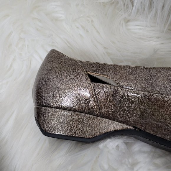 Roberto Capucci Square Toe Cut Out Dress Shoes Metallic Brooze Low Heel 7 - Picture 8 of 8